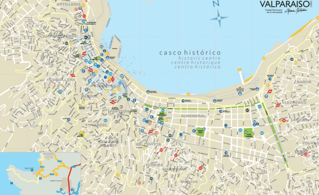 Mapa das regiões de Valparaíso