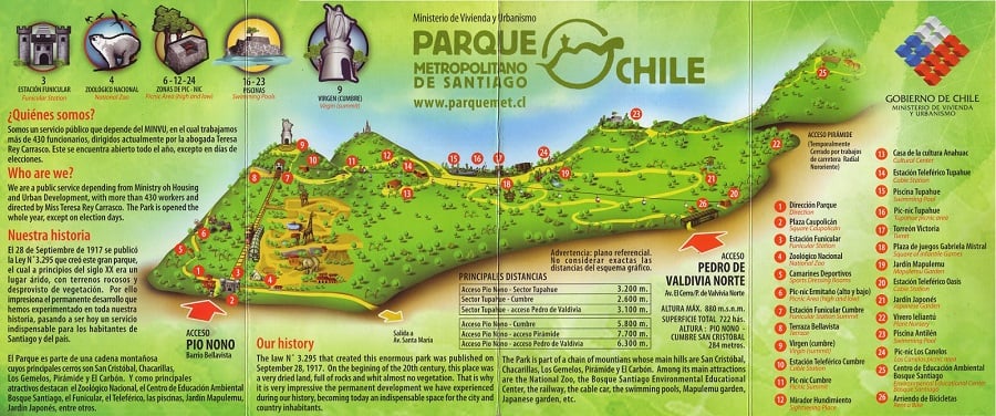 Cerro San Cristóbal e Parque Metropolitano em Santiago do Chile