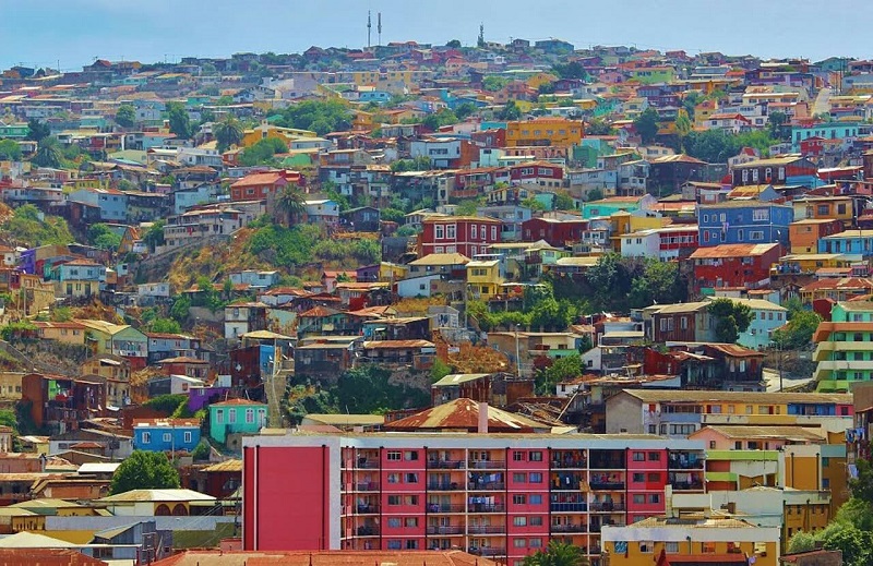 Casas coloridas em Valparaíso