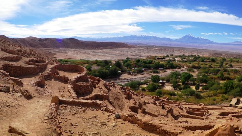 Sítio arqueológico Pukará de Quitor em San Pedro de Atacama no Chile: vista
