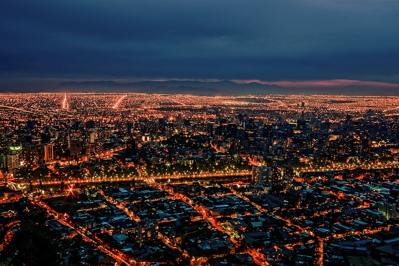 Luzes na noite em Santiago
