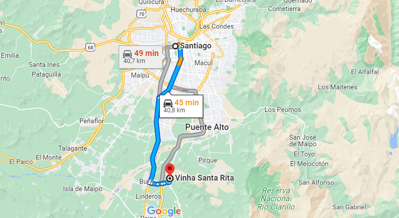 carro para ir de Santiago até a vinícola Santa Rita