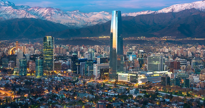 Cidade de Santiago do Chile vista de cima