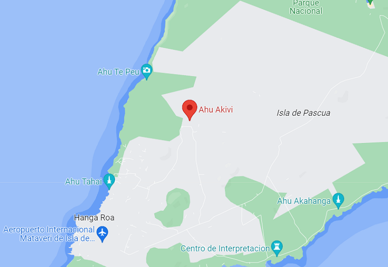 Mapa do Ahu Akivi na Ilha de Páscoa