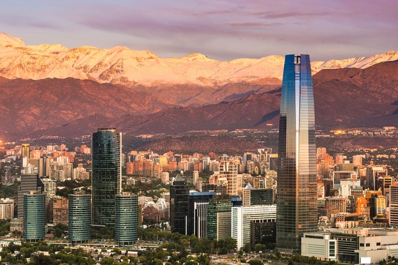 Vista ampla da cidade de Santiago do Chile